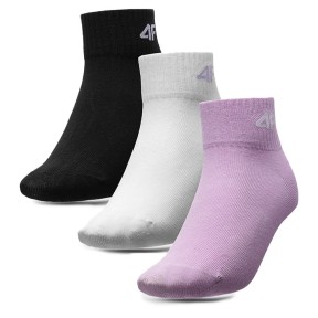 4F F098 Girls Casual Crew Socks (3-Pack), Multicolour 1