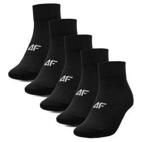 4F M135 Men's Casual Crew Socks (5 pack), Deep Black