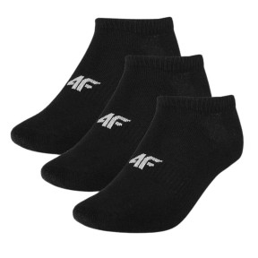 4F USOCU255 Kids Ankle Socks, 3-Pack, Black