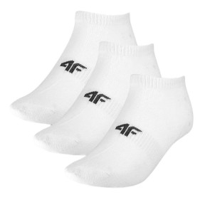 4F USOCU255 Kids Ankle Socks, 3-Pack, White