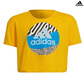 adidas AeroReady Power Training Cropped Girls T-Shirt, Yellow