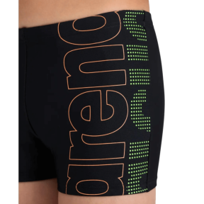 Arena Graphic Boys' Swim Short Mirror Print, black/soft green