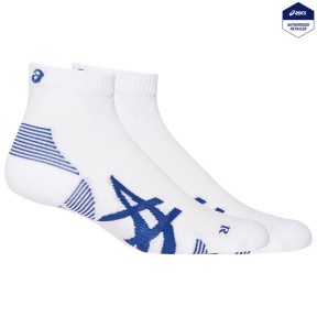 Asics Cushion Run Quarter Socks, 2PPK, Brilliant White/Asics Blue