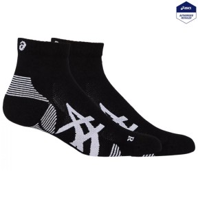 Asics Cushion Run Quarter Socks, 2PPK, Performance Black