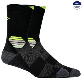 Asics Fujitrail Run Crew Socks, Black/Safety Yellow