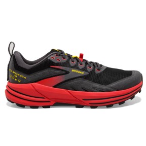 Brooks Cascadia 16 Medium Men's Trail Running, Black/Fiery Red/Blazing Yellow