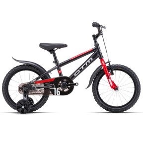 CTM Tommy Kids Bike 16'', Matt Black/Red