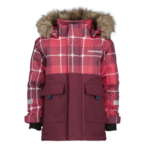 Didriksons Polarbjörnen Printed Kids' Parka, termos rusty wine