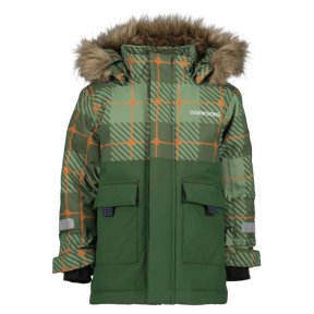 Didriksons Polarbjörnen Printed Kids' Parka, termos pine green