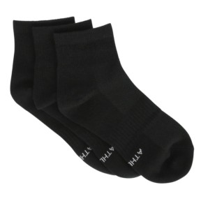 Endurance Athlecia Comfort-Mesh Sustainable Quarter Women's Cut Socks, 3-Pack, Black