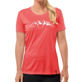 Jack Wolfskin Peak Graphic Women's T-Shirt, Vibrant Red