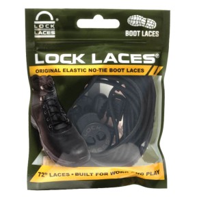 Lock Laces No Tie Boot Laces 72", Black