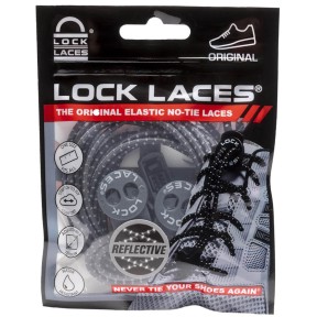 Lock Laces No Tie Shoelaces Reflective Storm, Grey