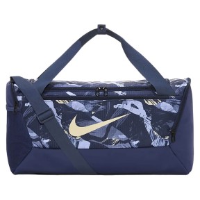 Nike Brasilia Printed Duffel Bag (Small, 41L), Midnight Navy/Pale Vanilla