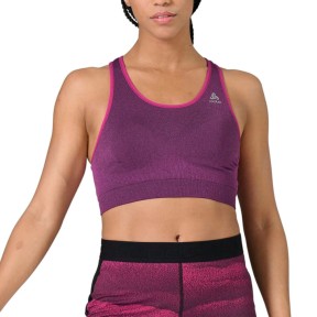 Odlo Seamless Medium Ceramicool Sports Bra, Festival Fuchsia Melange