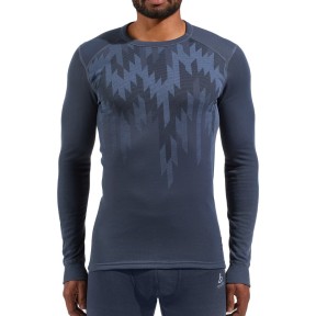 Odlo The Active Warm Eco Graphic LS Men's Base Layer, India Ink