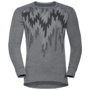 Odlo The Active Warm Eco Graphic LS Men's Base Layer, Steel Grey