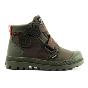 Palladium Pampa Hi Cuff Strap Waterproof Kid's Boots, Olive Night