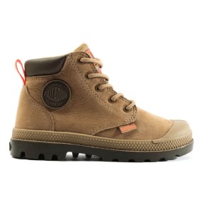 Palladium Pampa Hi Cuff Waterproof Oz Kid's Boots, Bone Brown