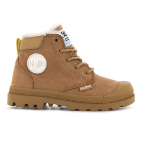 Palladium Pampa Hi Cuff Waterproof Oz Kid's Boots, Dear Brown