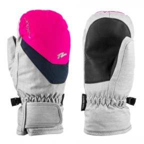 Relax Quente Kids Ski Gloves, Grey/Pink/Blue