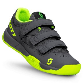 Scott MTB AR Kids Strap Shoes, Grey/Neon Green