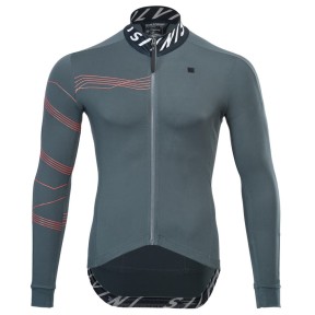 Silvini Varano Men's LS Jersey, Charcoal/Ruby