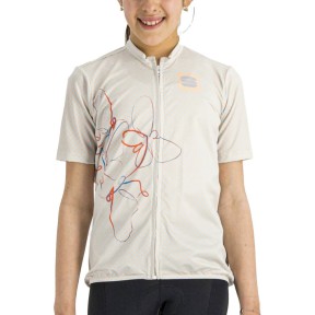 Sportful Checkmate Girls Jersey, Peach/Blue Sky