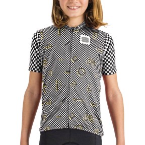 Sportful Checkmate Kids Jersey, Black/White Cedar