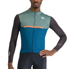 Sportful Pista Men's Thermal Jersey, Blue/Green/Black