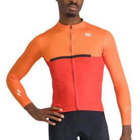 Sportful Pista Men's Thermal Jersey, Red/Orange/Black