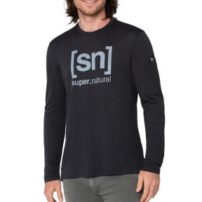 super.natural Logo Men's Long Sleeve Shirt, Black Melange