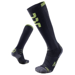 UYN Evo Race Men's Ski Socks, Anthracite/Lime Green