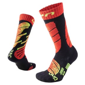 UYN Kids Ski Socks, Black/Red