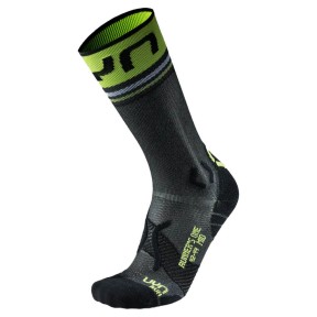 UYN Runner's One Mid Men's Socks, Grey Melange/Lime Green