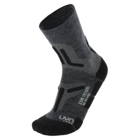 UYN Trekking 2in Men's Merino Mid Socks, Mid Grey/Black