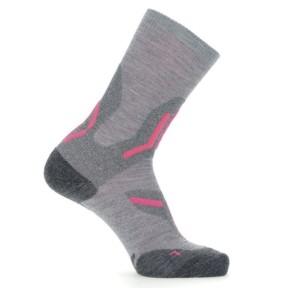 UYN Trekking 2in Women's Merino Mid Socks, Grey/Pink