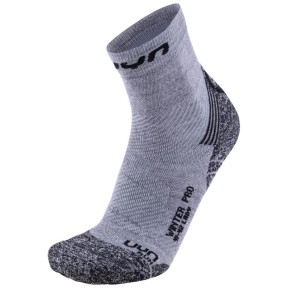 UYN Winter Pro Women's Running Socks, Light Grey/Turquoise