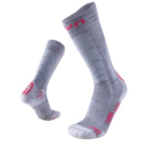 UYN Women's Ski Touring Socks, Silver/Fuchsia