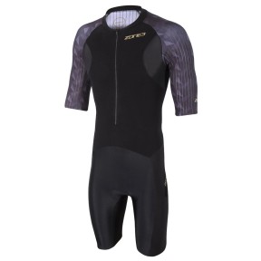 Zone3 Lava Short Sleeve Men's Trisuit, Black/Gold