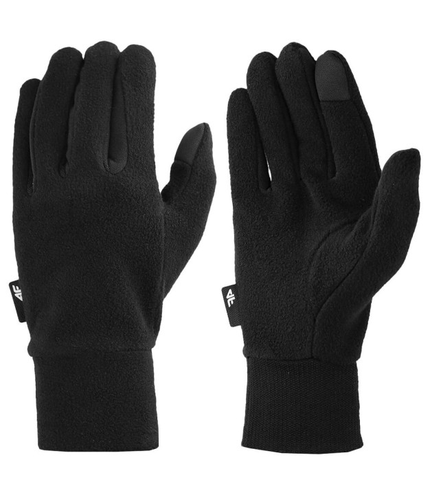 4F AGLOU046 Unisex Touch Screen Fleece Gloves, Black