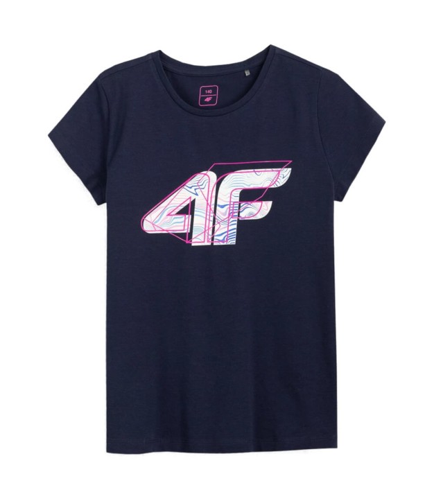 4F Girls T-Shirt JTSD003, Navy Blue