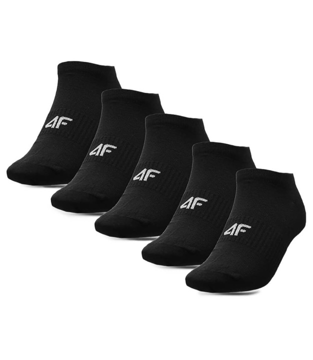 4F M133 Men's Casual Ankle Socks (5-pack), Deep Black