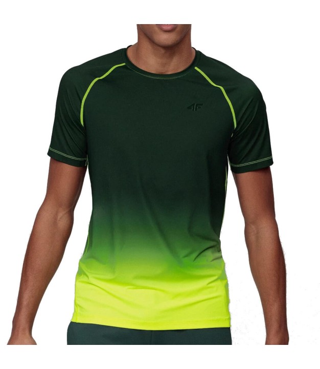 4F TSMF014 Men's Training T-shirt, Green/Neon