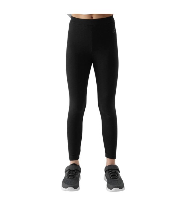 4F TTIGF130 Girls Knitted Leggings, Deep Black