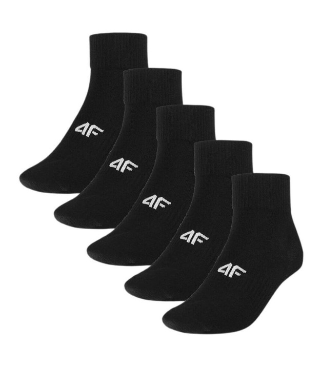 4F USOCM283 Men's Casual Crew Socks 5-Pack, Black