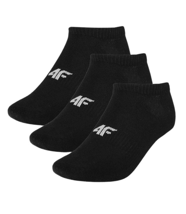 4F USOCU255 Kids Ankle Socks, 3-Pack, Black