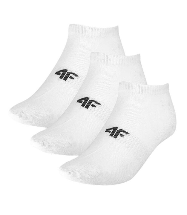 4F USOCU255 Kids Ankle Socks, 3-Pack, White