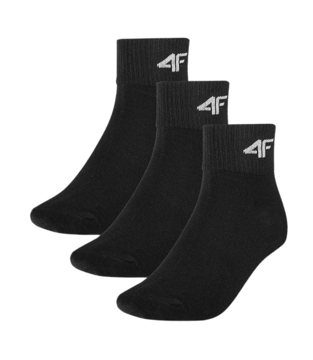 4F USOCU256 Kids Crew Socks, 3-Pack, Black