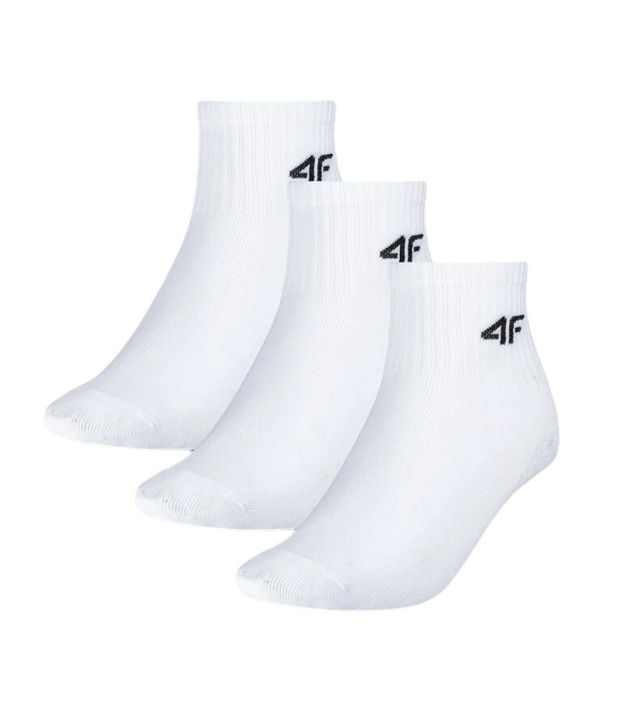 4F USOCU256 Kids Crew Socks, 3-Pack, White